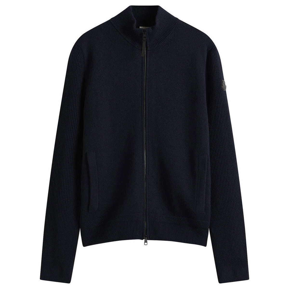 Moncler Men's Wool Cashmere Zip Up in Navy