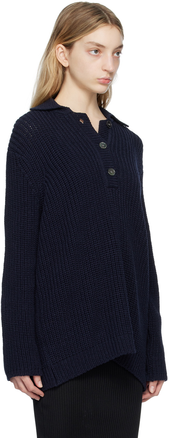 Our Legacy Navy Spread Collar Sweater Our Legacy