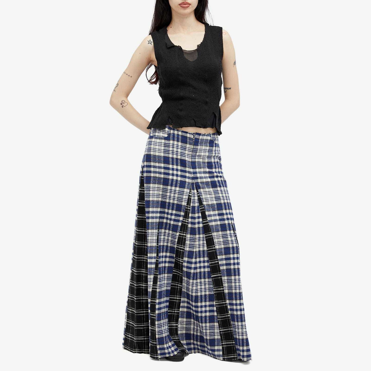 Our Legacy Women's Ragged Vest in Black Crochet Stripe Our
