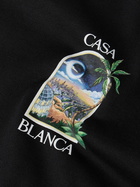 Casablanca - LA Night Oversized Logo-Print Organic Cotton-Jersey T-Shirt - Black