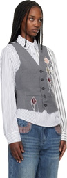Andersson Bell Gray Back Knit Argyle Patched Vest