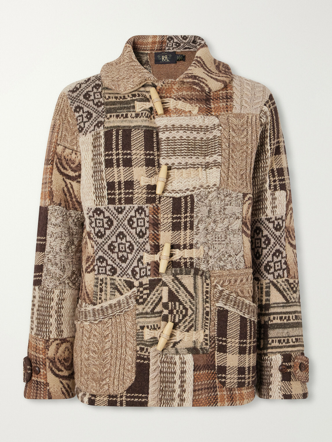 RRL - Shawl-Collar Patchwork Wool-Blend Cardigan - Brown