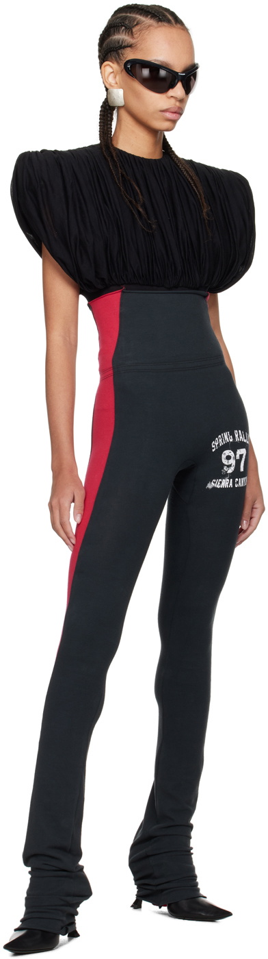 GREG ROSS Black & Red Side Stripe Leggings