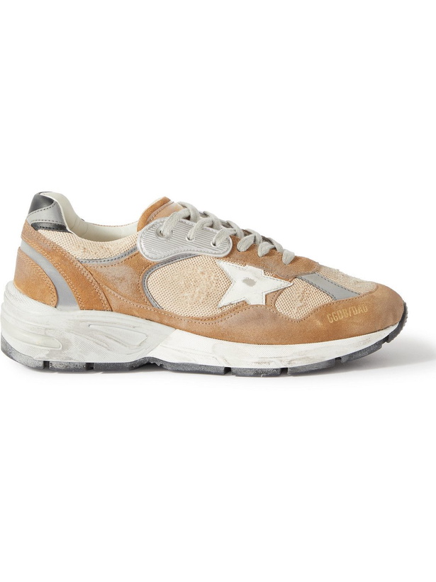 Photo: Golden Goose - Dad-Star Distressed Leather-Trimmed Suede and Mesh Sneakers - Brown