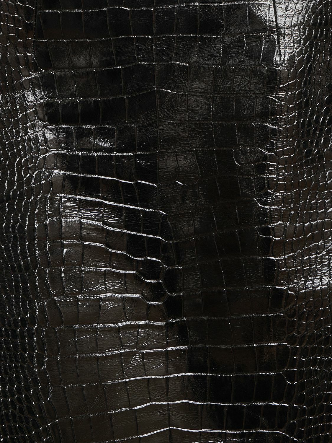【関税&送料込】Versace Crocodile-Effect Shiny Leather Skirt Versace crocodile-embossed Midi Skirt | Black | FARFETCH