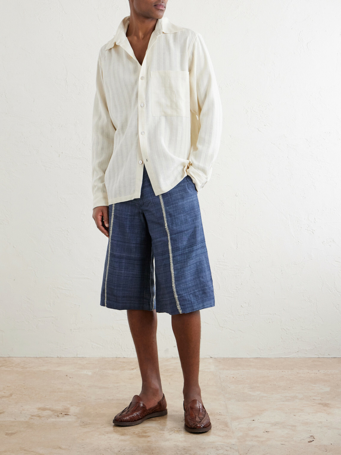 Kartik Research - Pataudi Striped Silk Shirt - White