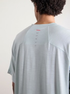 SEASE - Runner Logo-Print Merino Wool T-Shirt - Blue