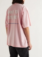 VETEMENTS - Oversized Embroidered Printed Cotton-Jersey T-Shirt - Pink