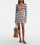 Bananhot Rey striped knitted cotton-blend minidress
