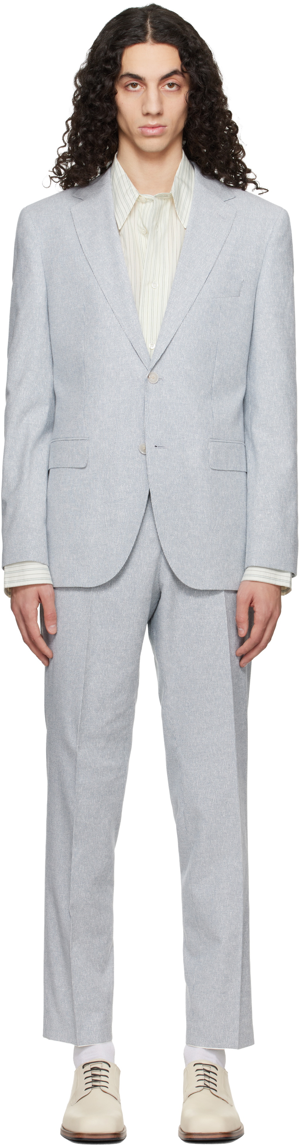 BOSS Blue Two-Piece Regular-Fit Stretch Bouclé Suit