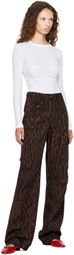 GANNI Brown Printed Cotton Cargo Pants