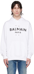 Balmain White Printed Hoodie