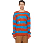 Andersson Bell Blue and Orange Knit Destroyed Sweater