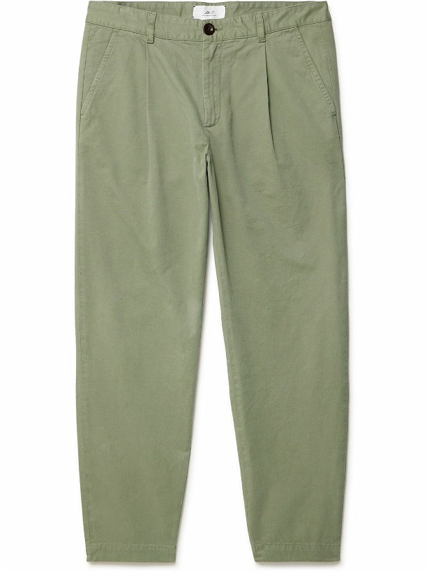 Photo: Mr P. - Tapered Pleated Garment-Dyed Cotton-Blend Twill Trousers - Green