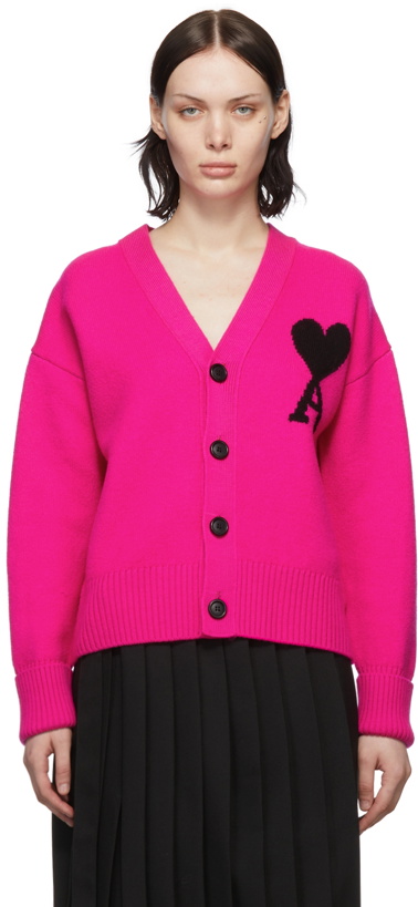 Photo: AMI Alexandre Mattiussi Pink Oversized Ami de Cœur Cardigan