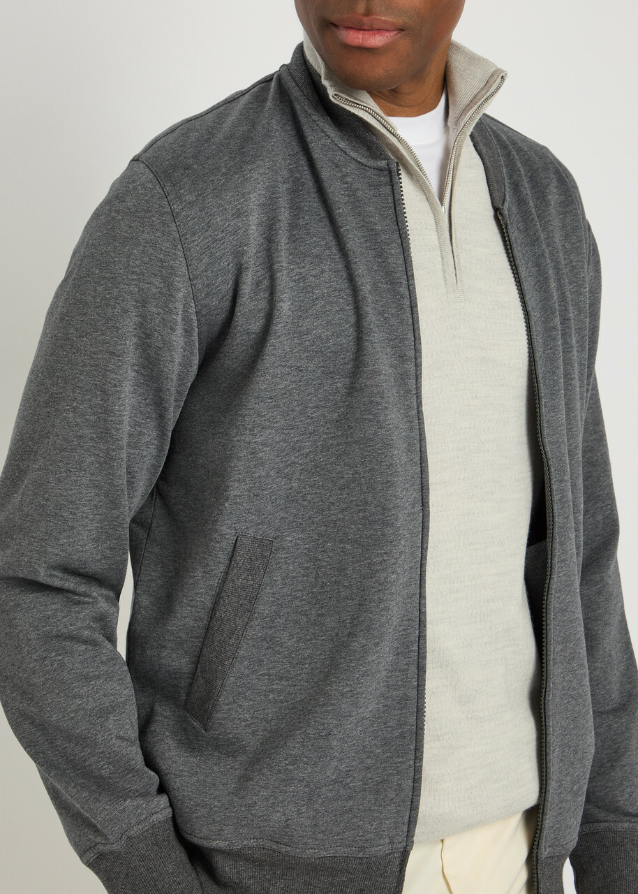 Brunello Cucinelli Zip-through Cotton-blend Sweatshirt Grey
