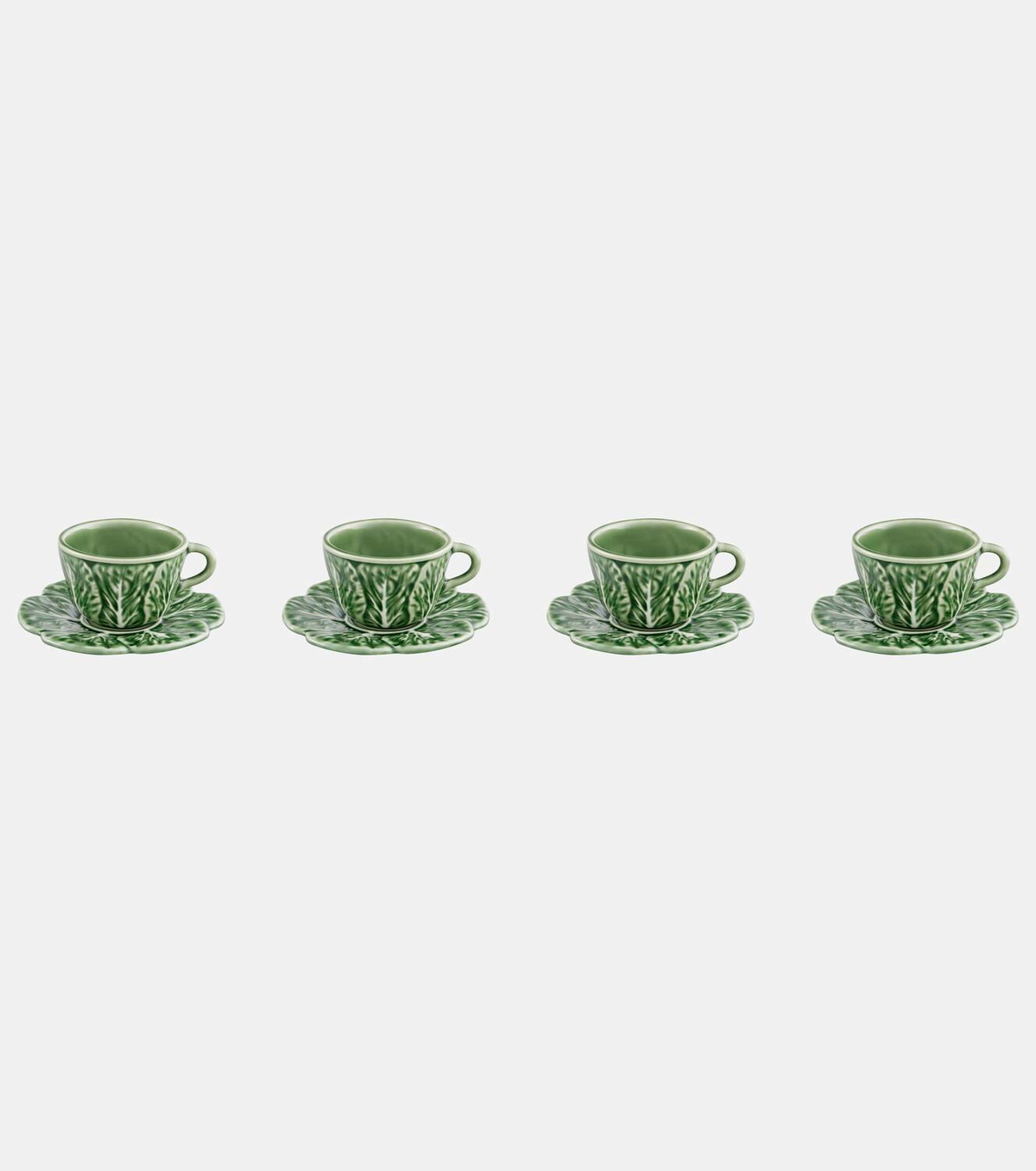 Bordallo Pinheiro Couve set of 4 espresso cups and saucers