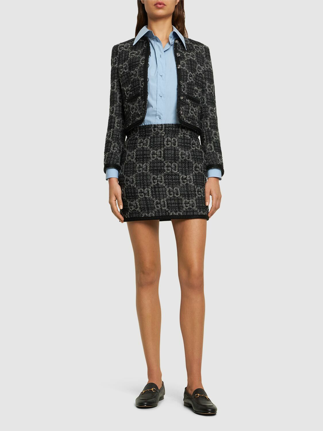 GUCCI - Gg Wool Blend Tweed Jacket Gucci