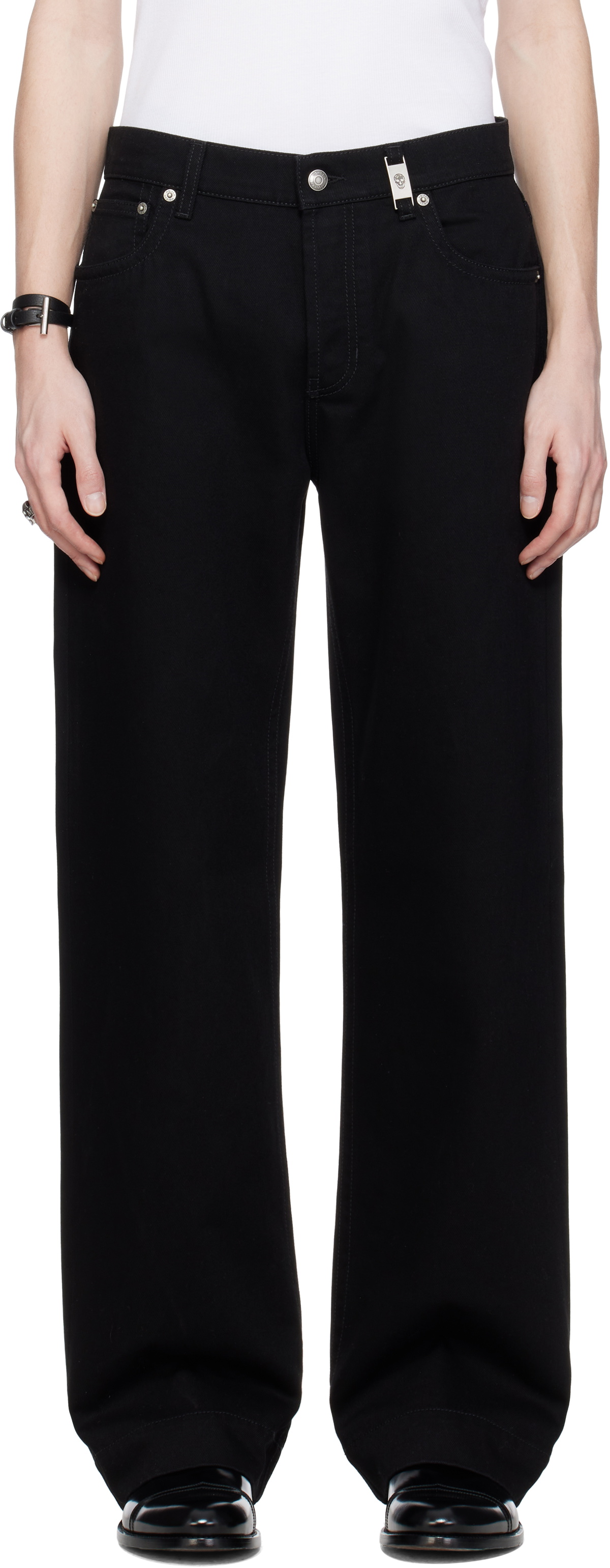 McQueen Black Wide-Leg Jeans