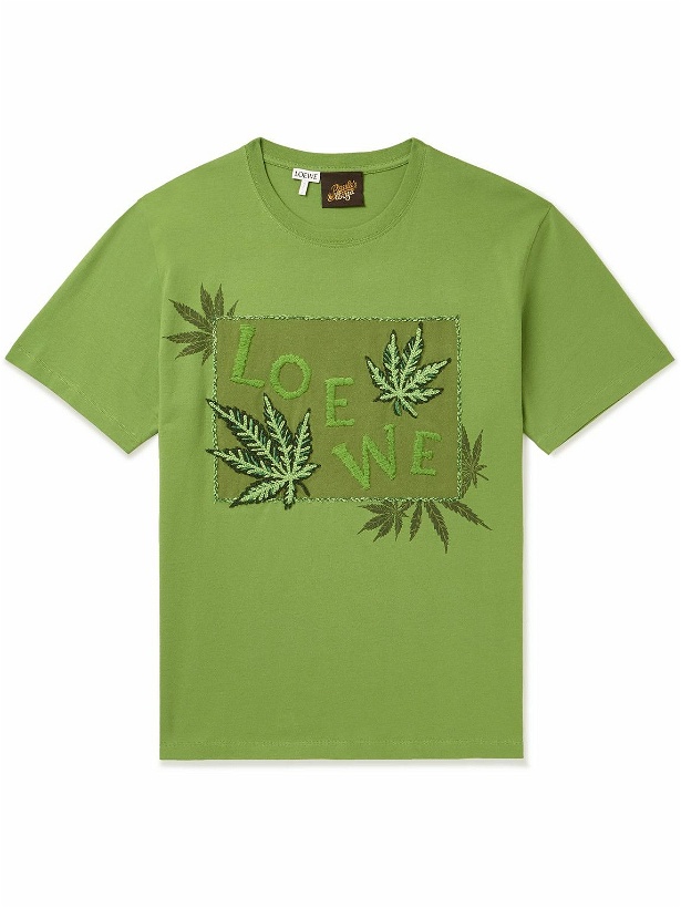 Photo: Loewe - Paula's Ibiza Logo-Embroidered Cotton-Jersey T-Shirt - Green