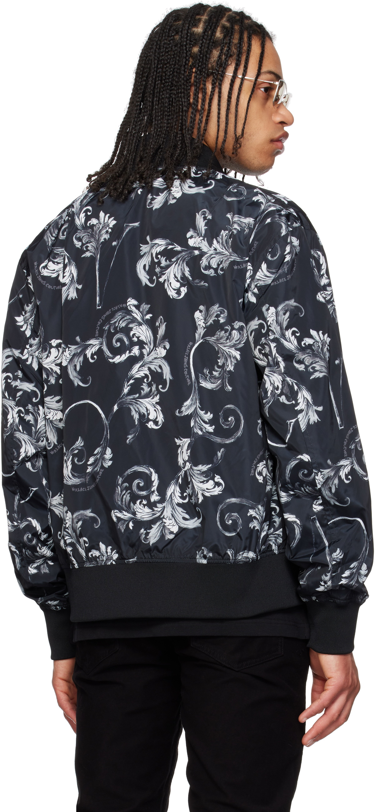 Versace Jeans Couture Black Barocco Reversible Bomber Jacket