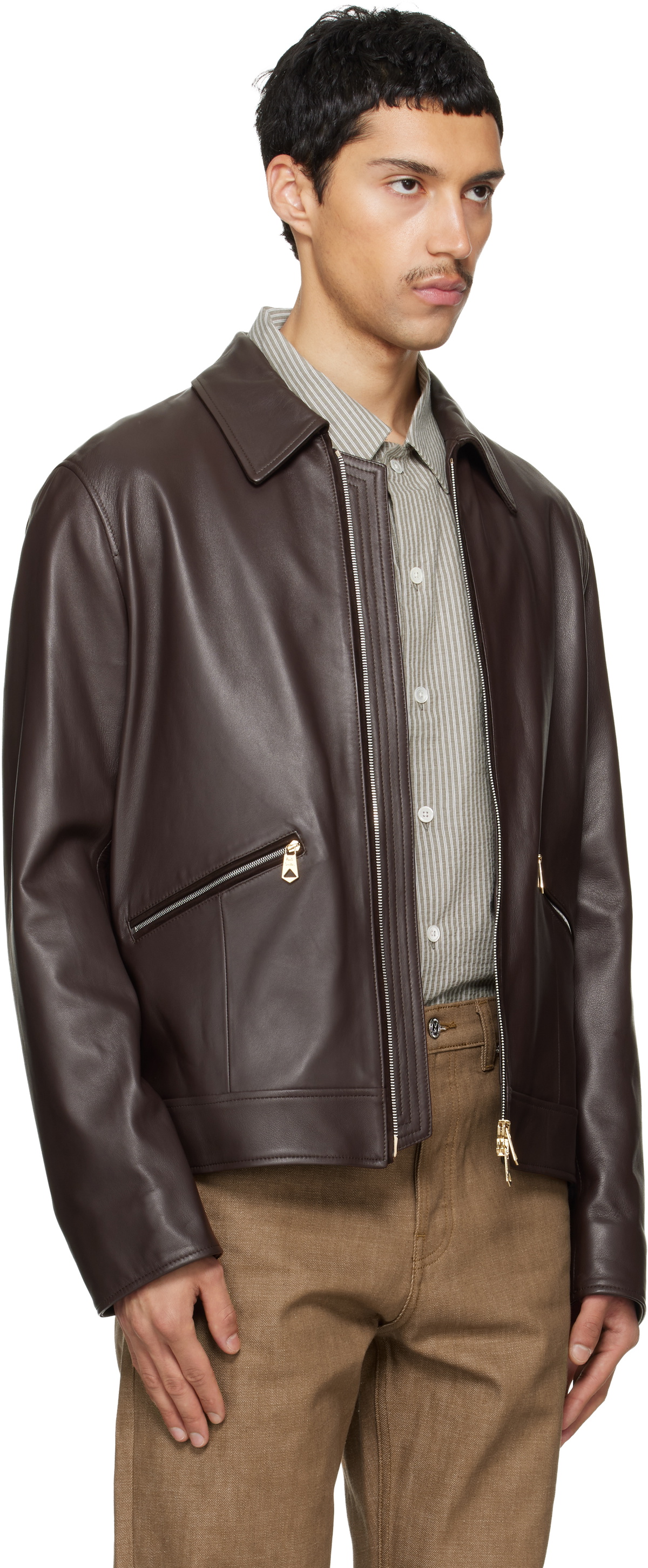 Paul Smith Brown Nappa Leather Jacket