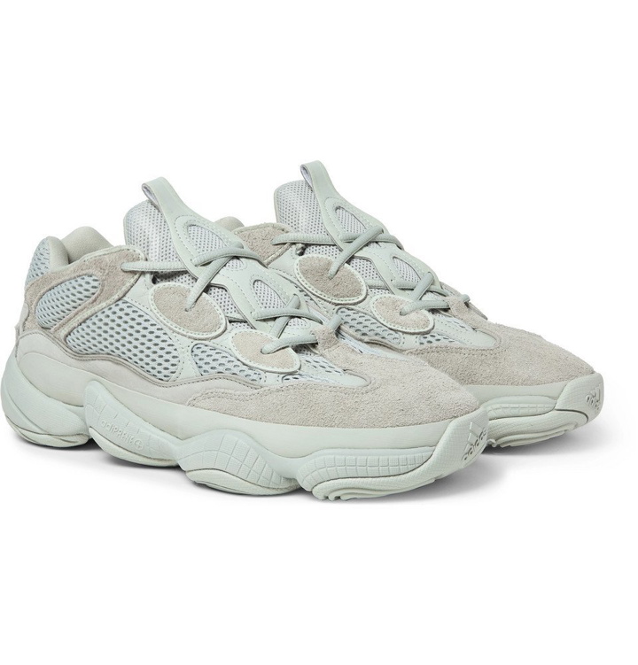 Photo: adidas Originals - Yeezy 500 Leather, Suede and Mesh Sneakers - Men - Light gray