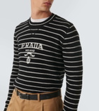 Prada Logo striped wool and cashmere sweater