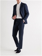 HUGO BOSS - Bardon Slim-Fit Cotton-Blend Seersucker Drawstring Suit Trousers - Blue