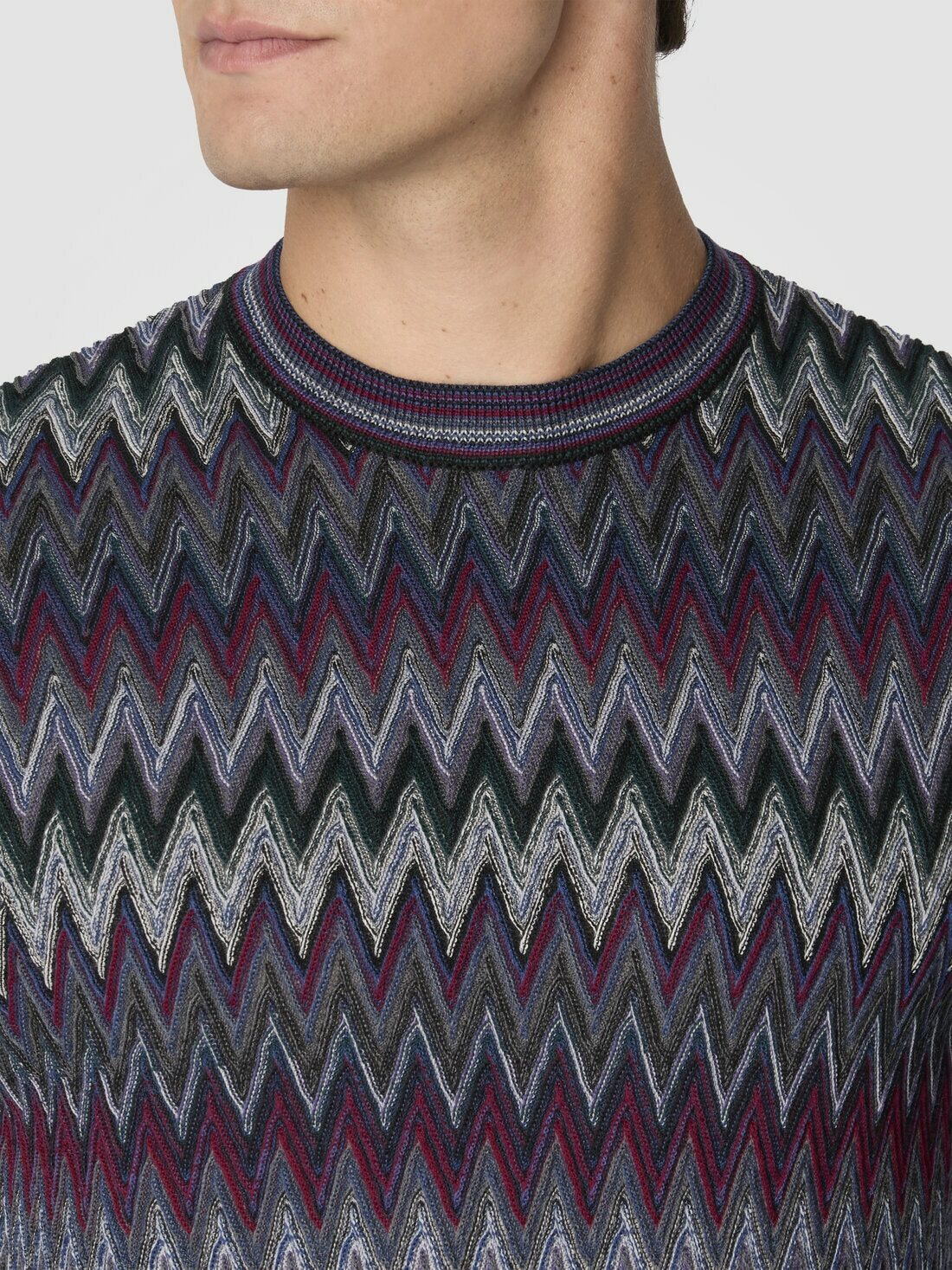 Missoni - Crew neck sweater with 3d zigzag pattern, Men, Multicoloured