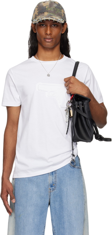 Photo: Ashley Williams SSENSE Exclusive White Embossed Gun Danny T-shirt