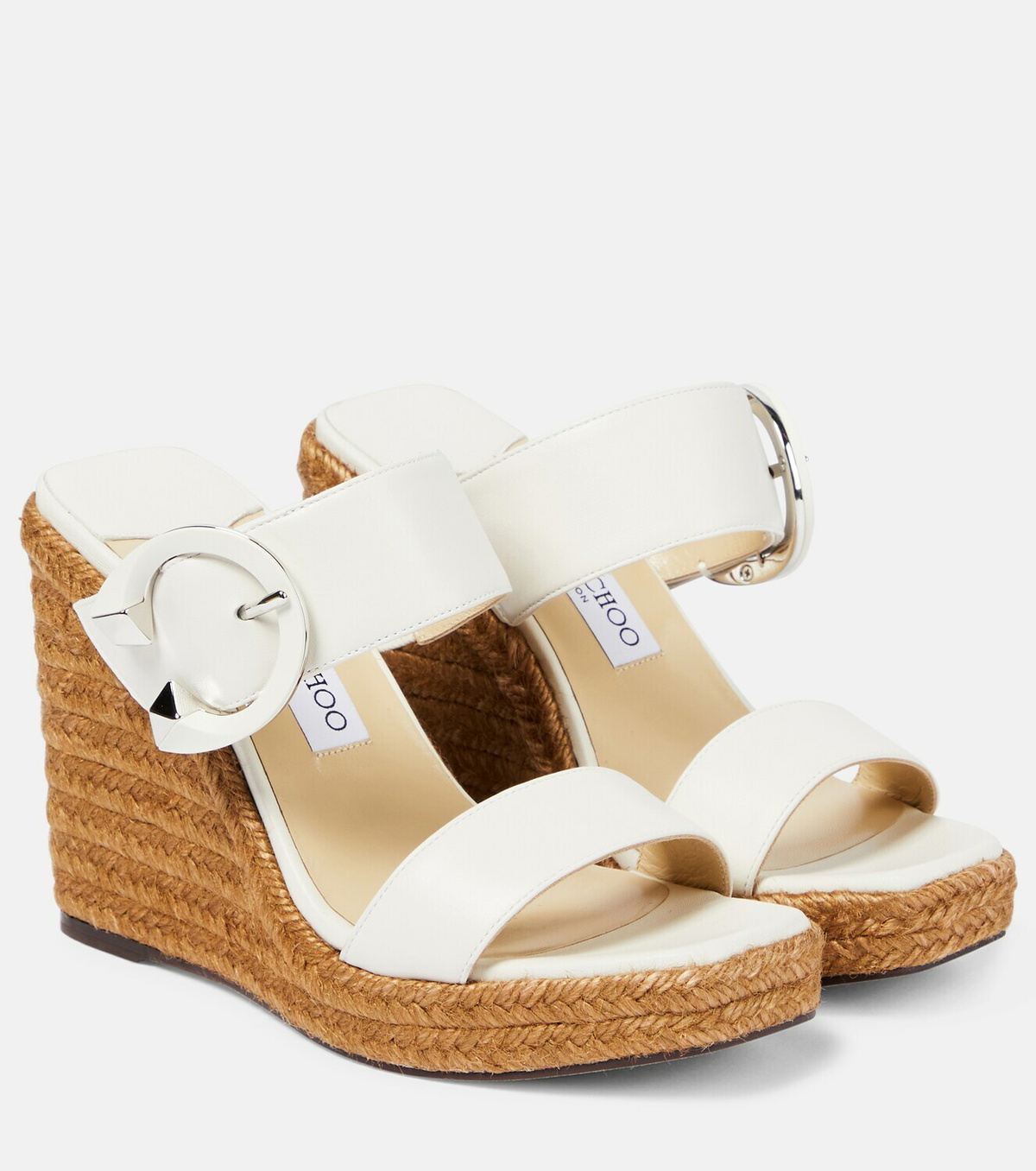 Jimmy Choo Melian leather and raffia wedge sandals Jimmy Choo