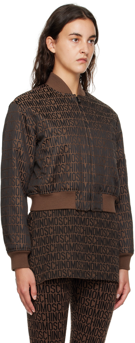 Moschino Brown Zip Bomber Jacket