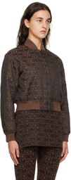 Moschino Brown Zip Bomber Jacket