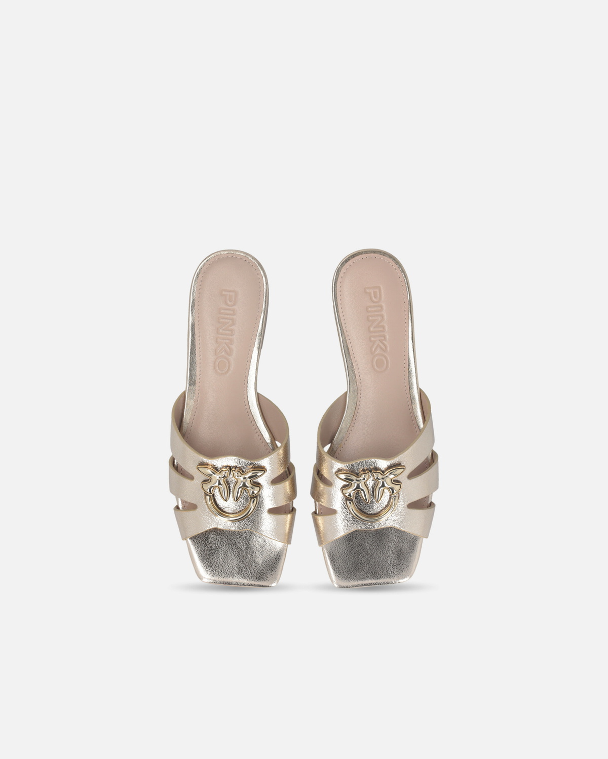 Pinko Open Slip Ons In Laminated Nappa Leather Platinum