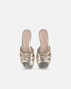 Pinko Open Slip Ons In Laminated Nappa Leather Platinum