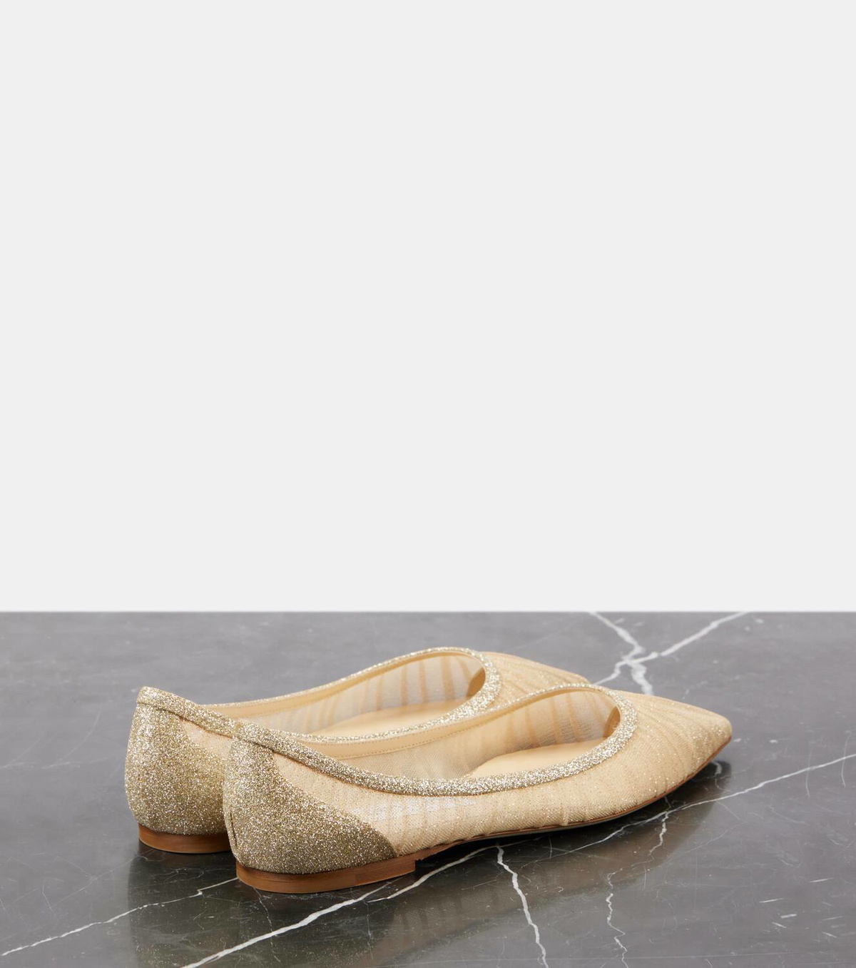 バレエシューズ Jimmy Choo Love Flat Glittered Tulle Ballerinas JIMMY CHOO Love glittered tulle ballet flats | NET-A-PORTER