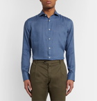 Favourbrook - Slim-Fit Cutaway-Collar Slub Linen Shirt - Blue