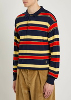 JW Anderson Striped Knit Polo Shirt Navy