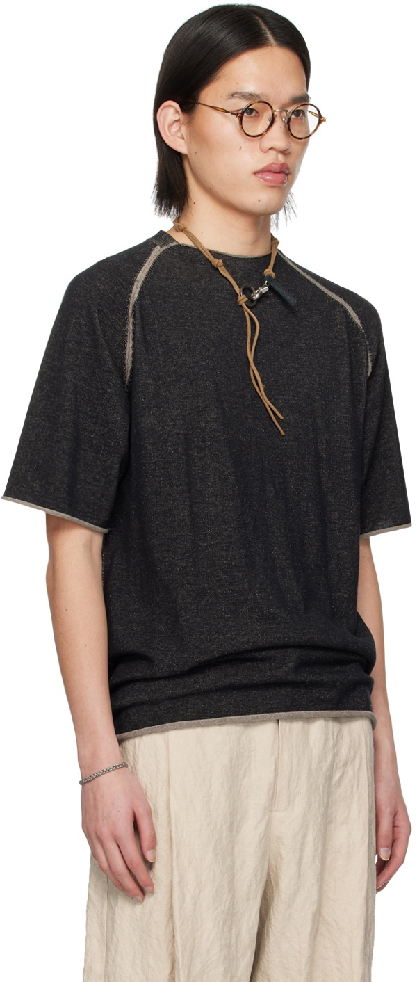 DEVOA Black Rolled Edge T-Shirt