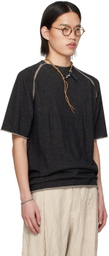 DEVOA Black Rolled Edge T-Shirt