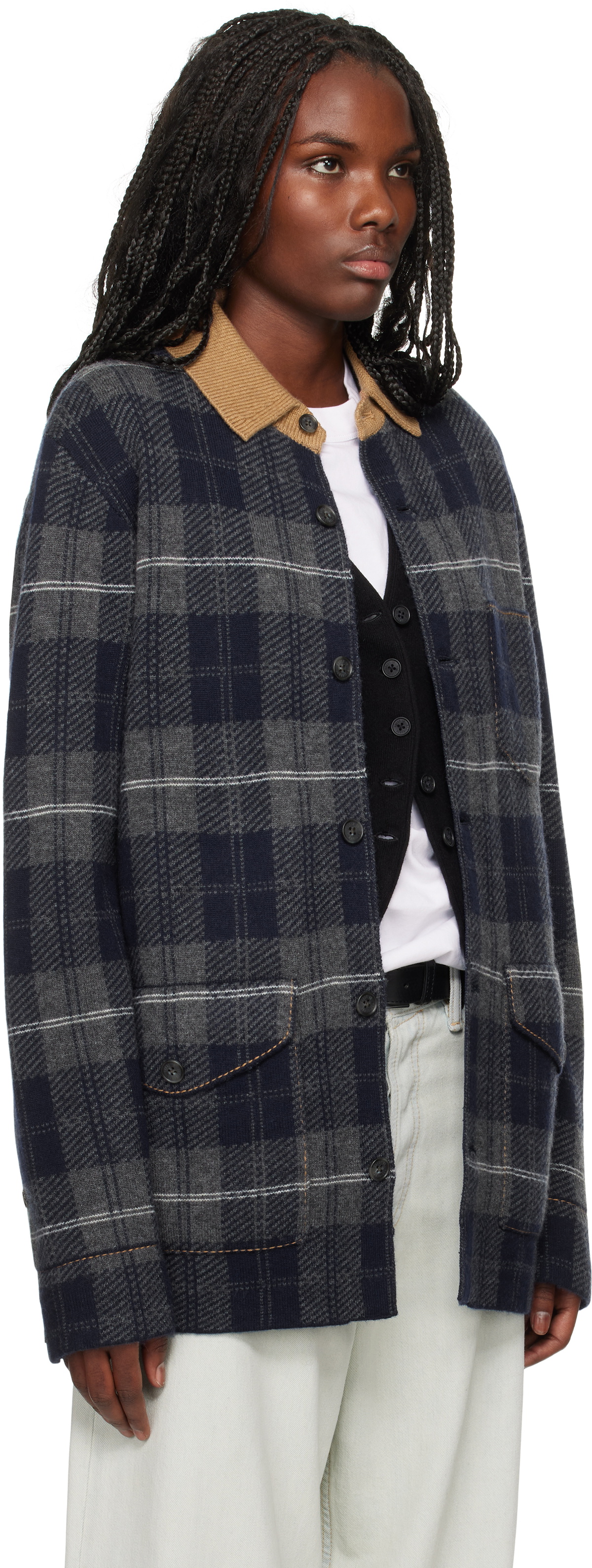 Guest in Residence Navy Tartan Industry Jacket