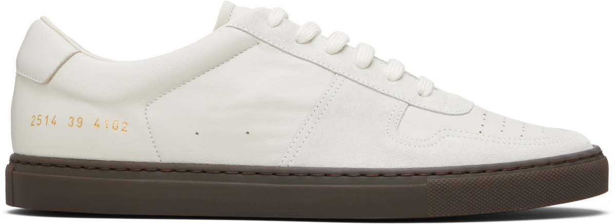 Common Projects Off-White BBall Slim Gum Brown Sole Sneakers