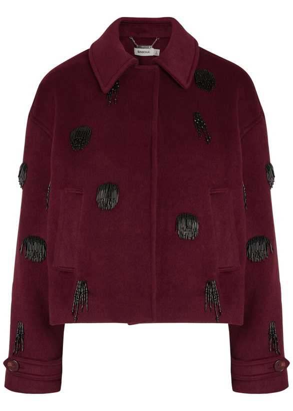 Photo: Simkhai Katya Bead-embellished Wool-blend Jacket Red