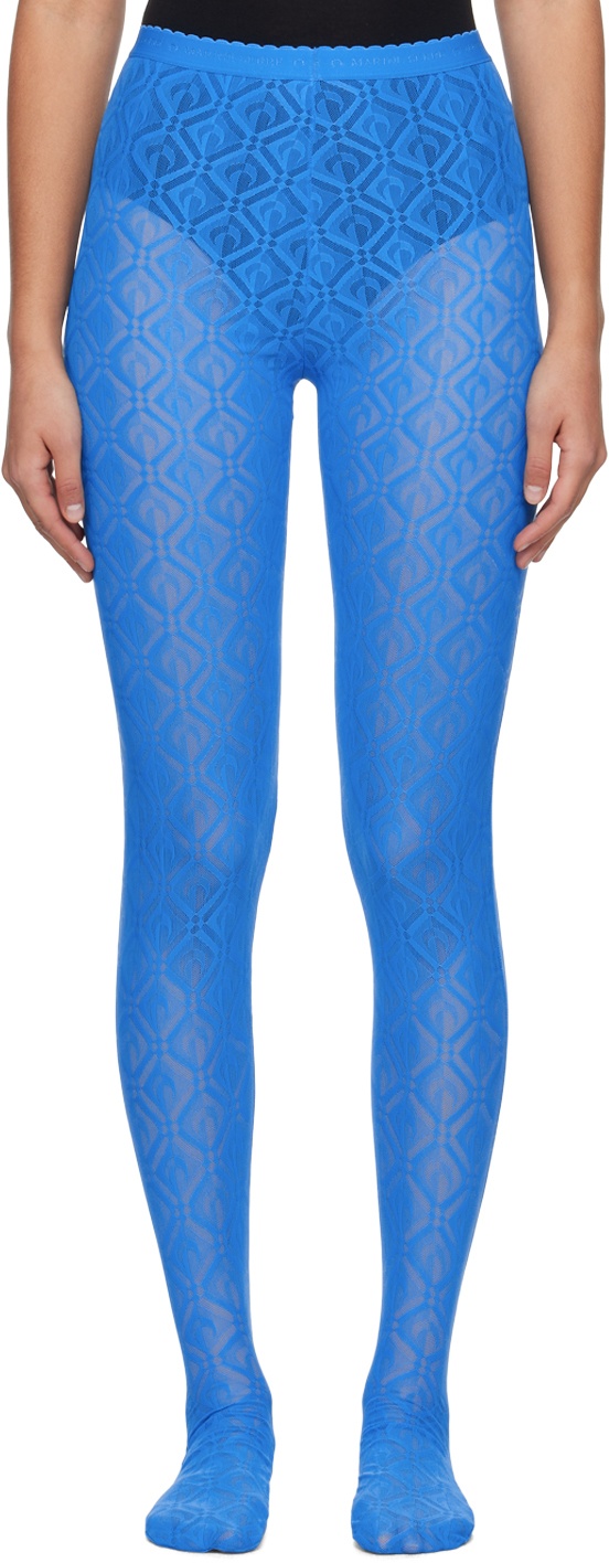 SSENSE Exclusive Blue Moon Diamant Tights by Marine Serre on Sale