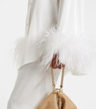 Oséree Bridal feather-trimmed satin shirt