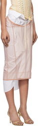 Dilara Findikoglu White & Beige Loner At The Football Match Midi Skirt