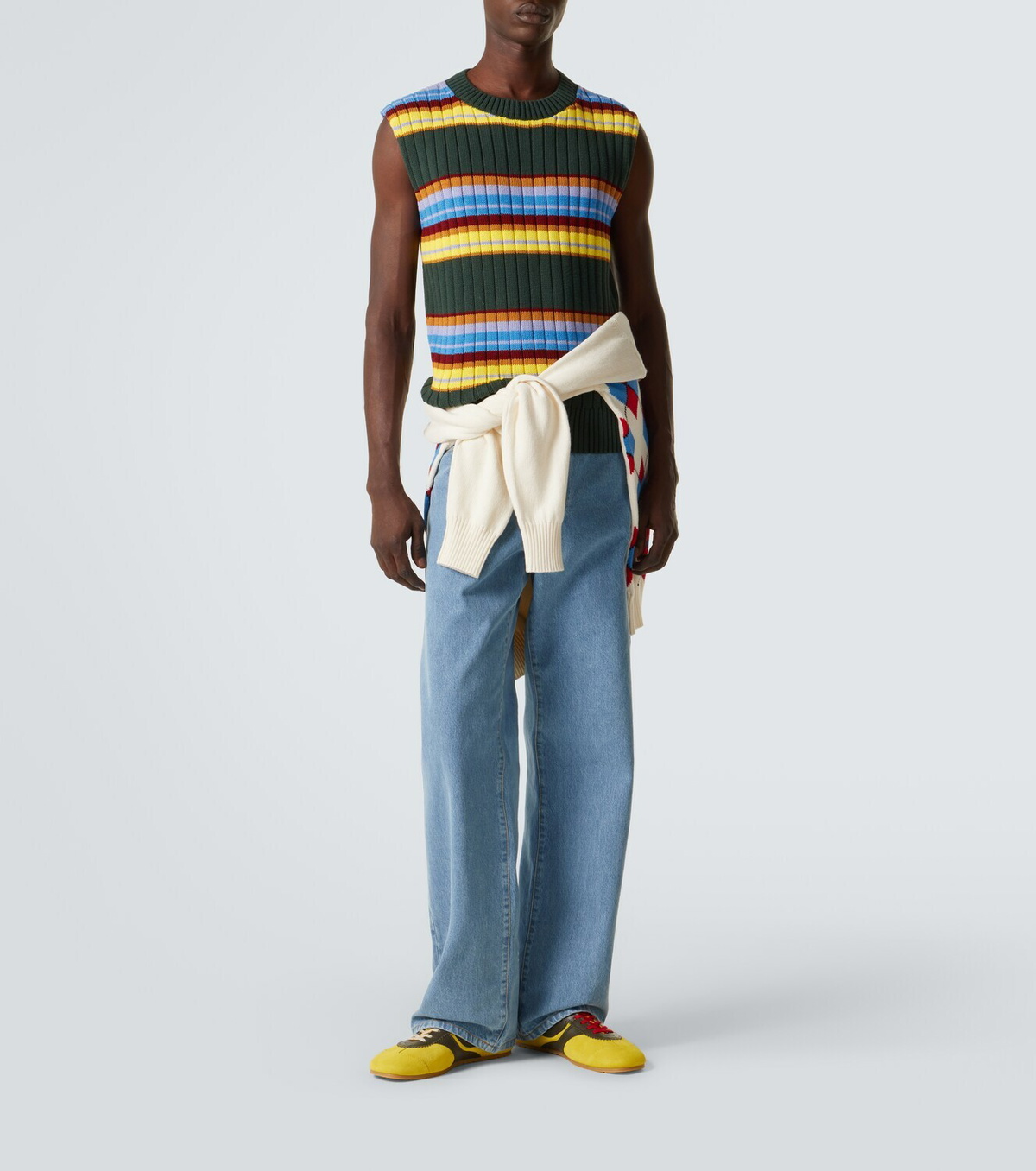 Dries Van Noten Striped cotton and wool sweater vest