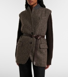 Brunello Cucinelli Monili herringbone sequined wool-blend vest