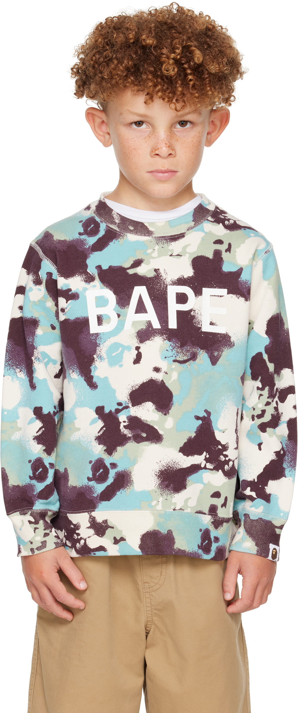 BAPE Kids Blue Map Camo Crewneck Sweatshirt